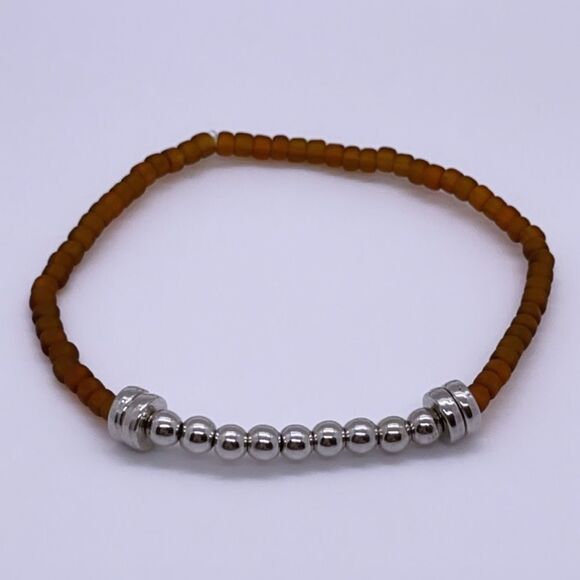 Wool + Pepper Co. Matte Brown & Silver Bracelet - Picture 3 of 4